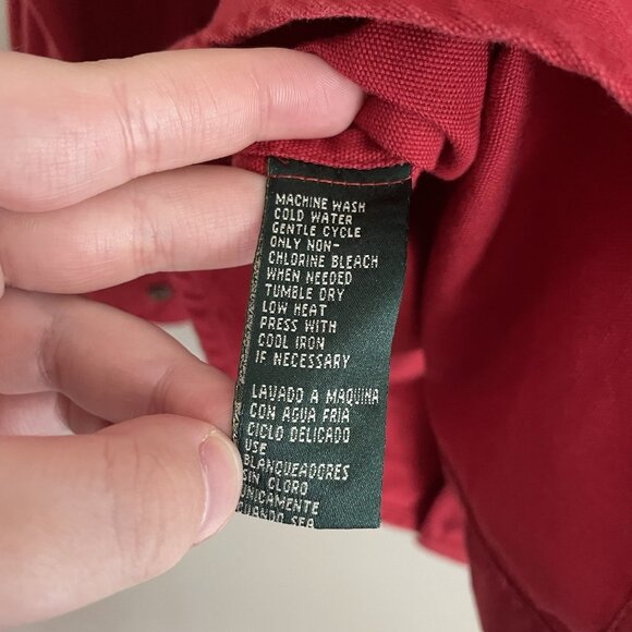 Vintage Lauren Ralph Lauren Women SZ S Red Mesh Pocketed L/Sleeve Barn Shacket - Picture 10 of 11